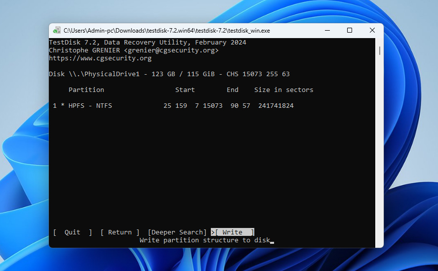 write partition on sd card