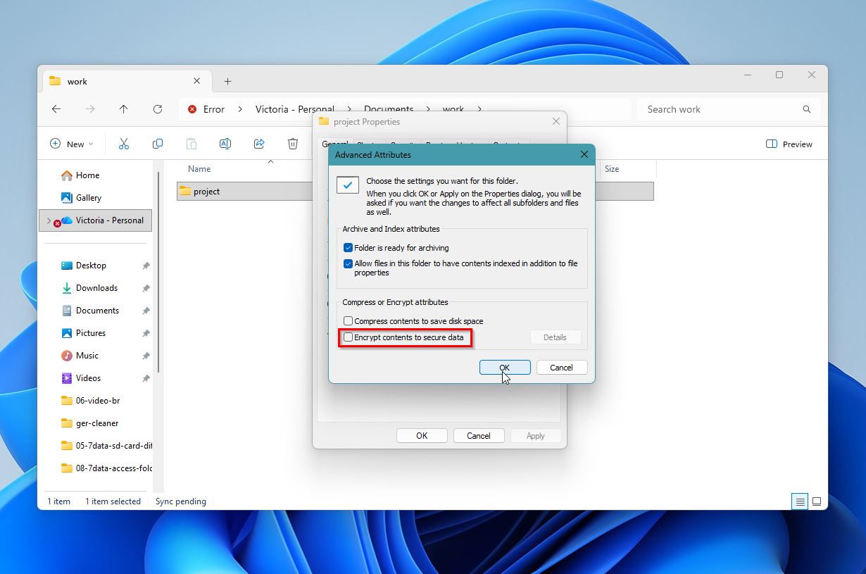 Check if the folder is encrypted