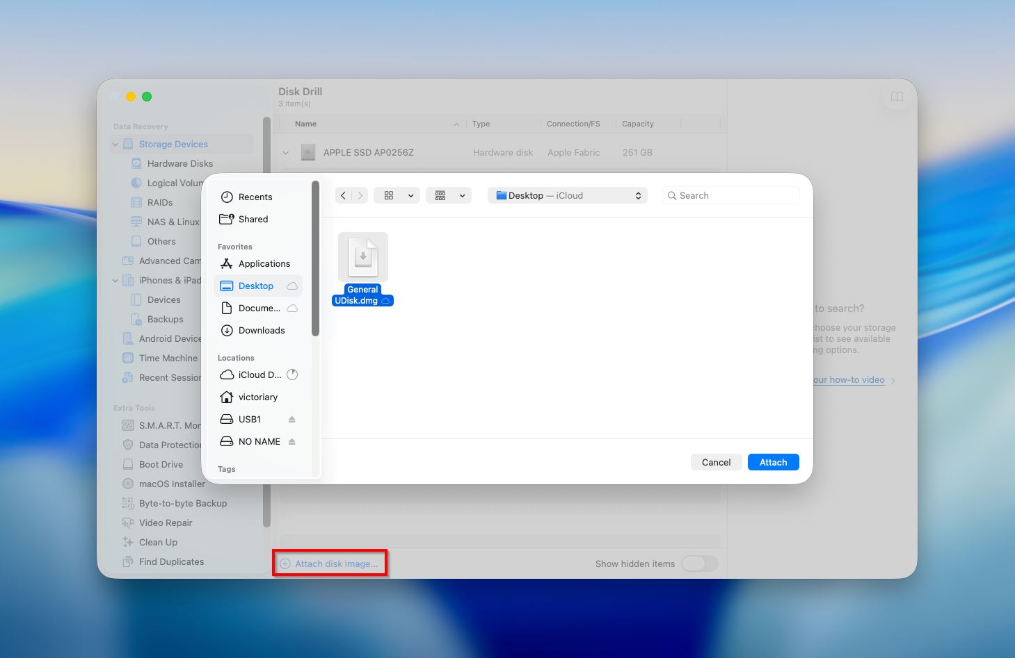 Disk Drill attach backup file