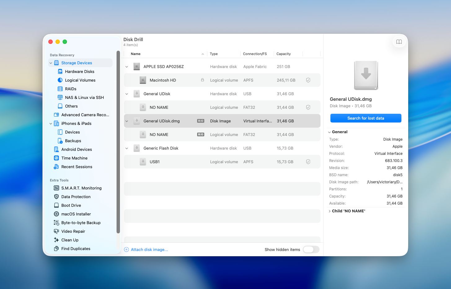 Disk Drill start scan