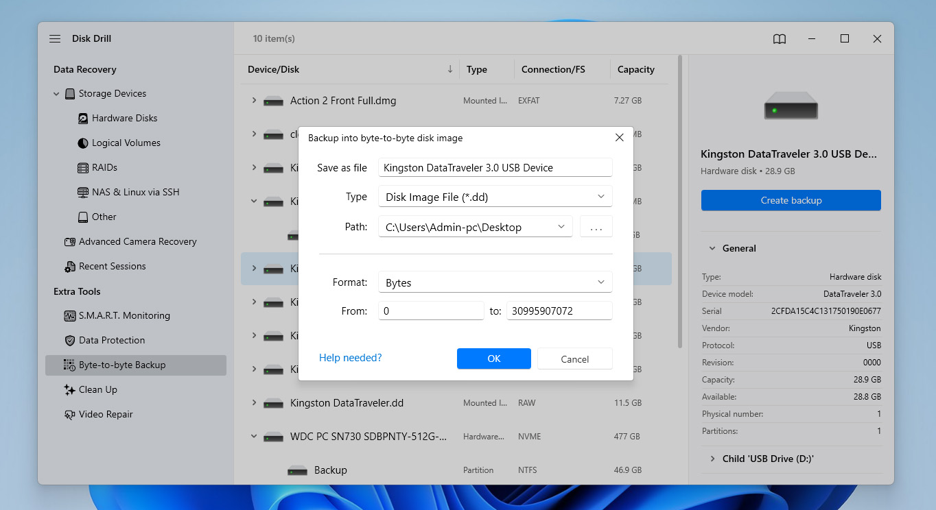 select location for flash drive image