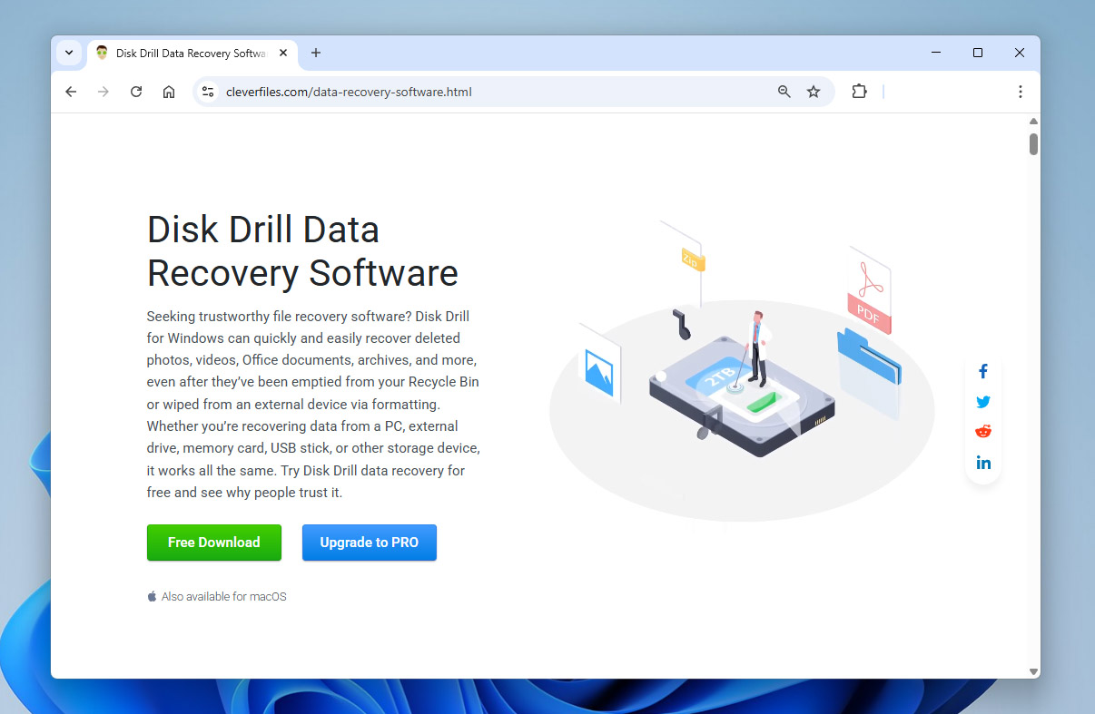 download page of disk drill