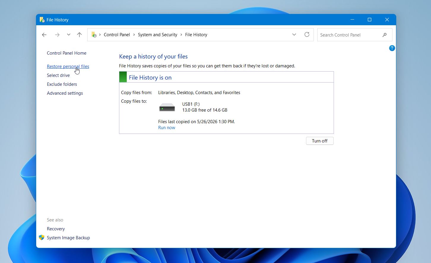 Go to File history