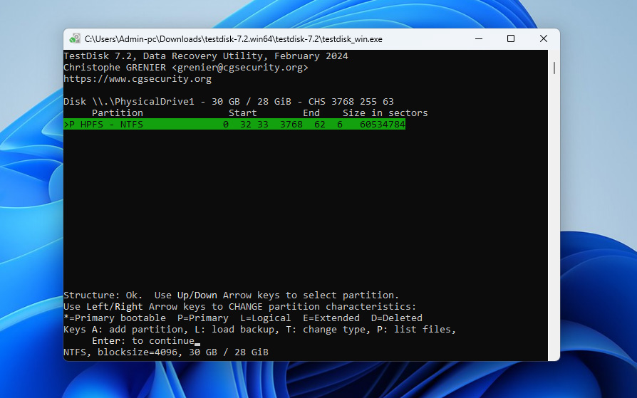 select founded partition
