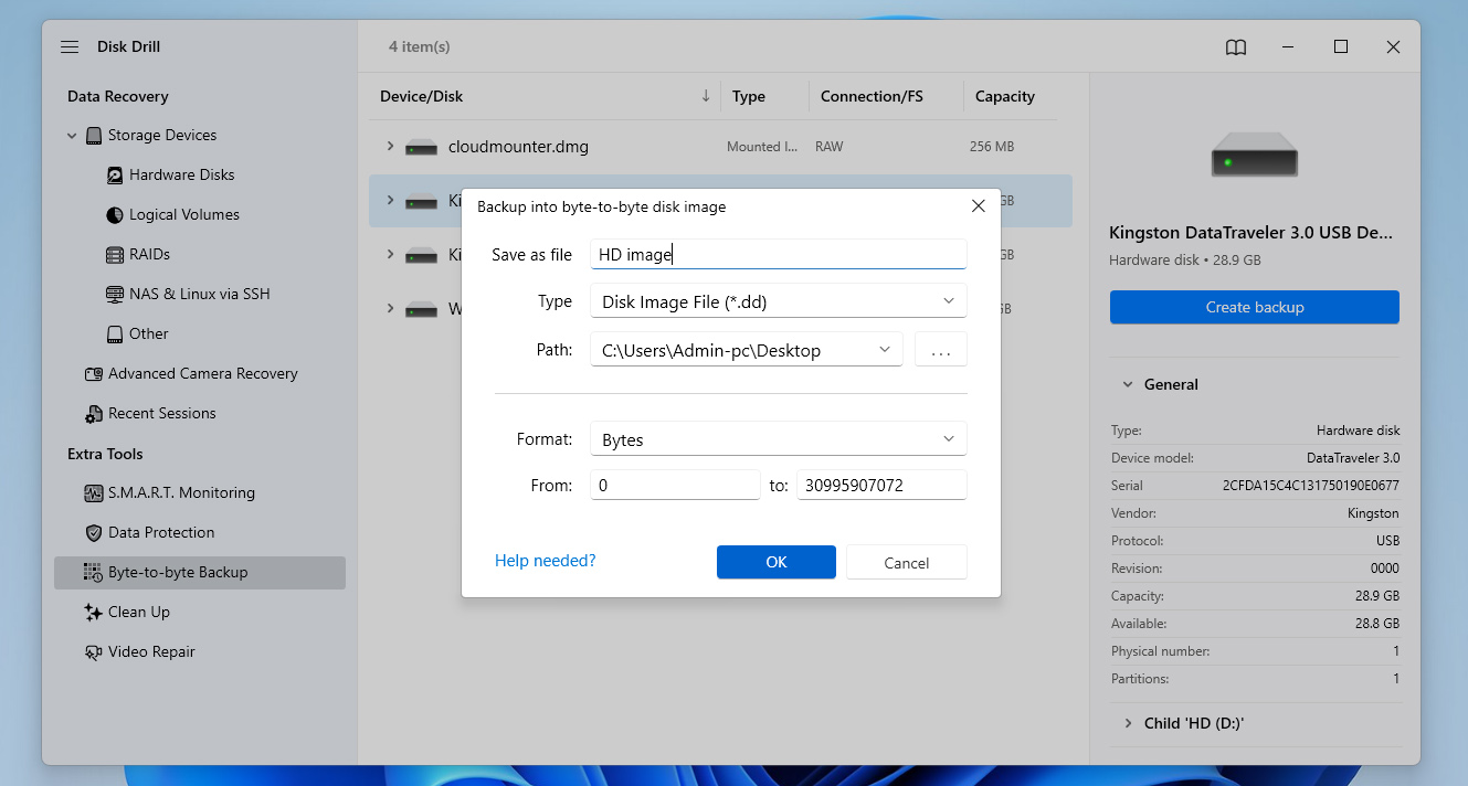 old hard drive image settings