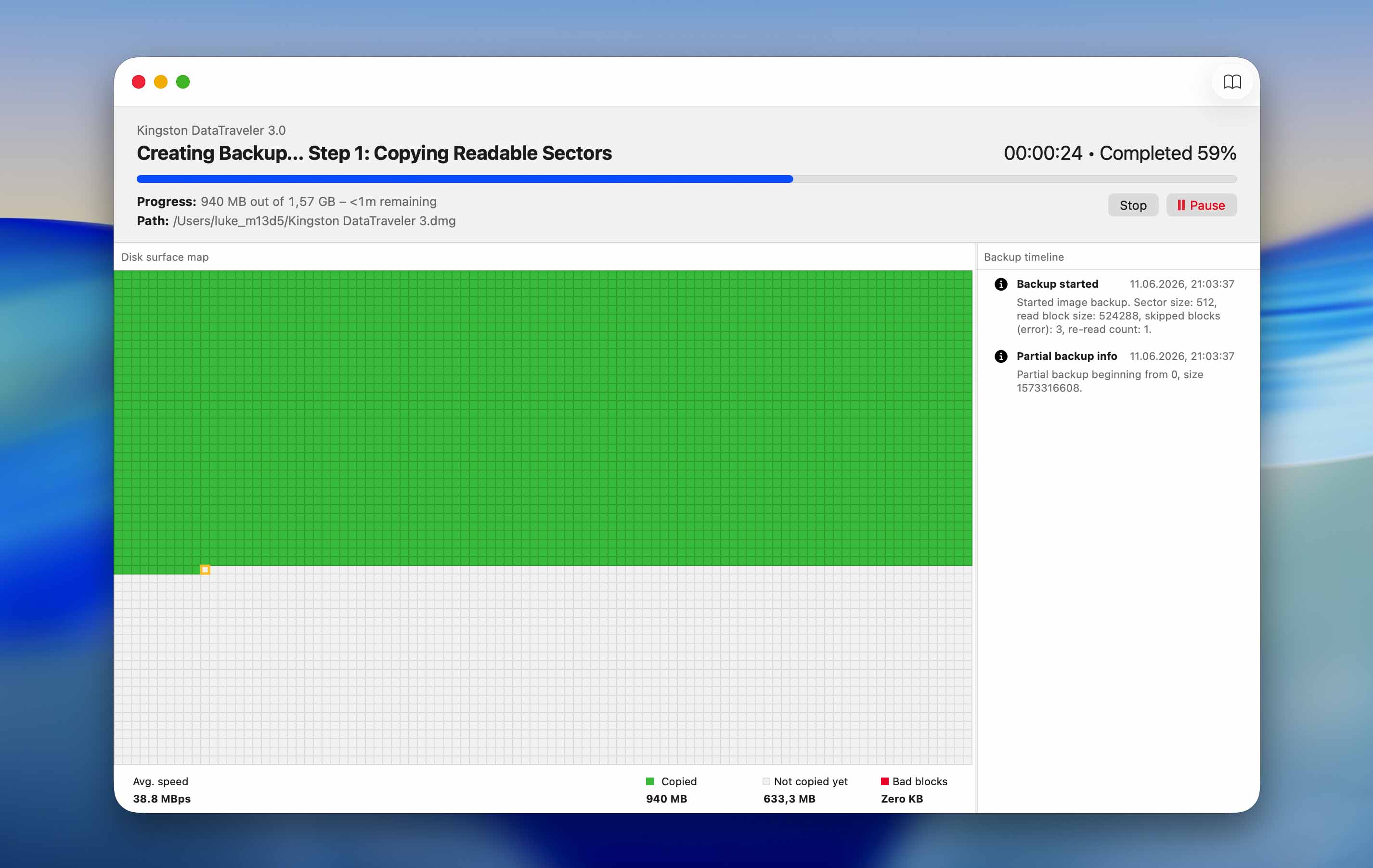 disk drill backup process