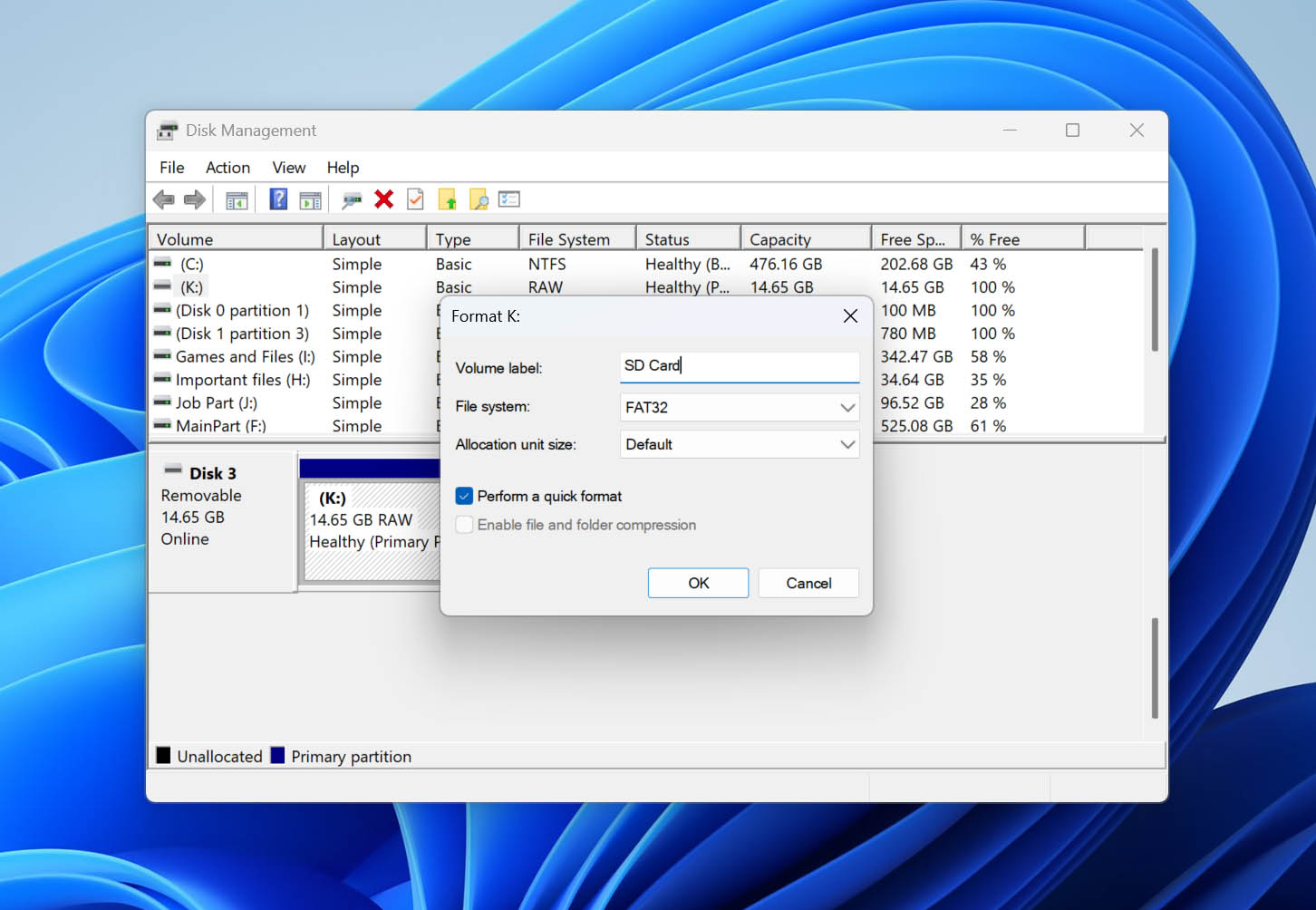 configure formatting