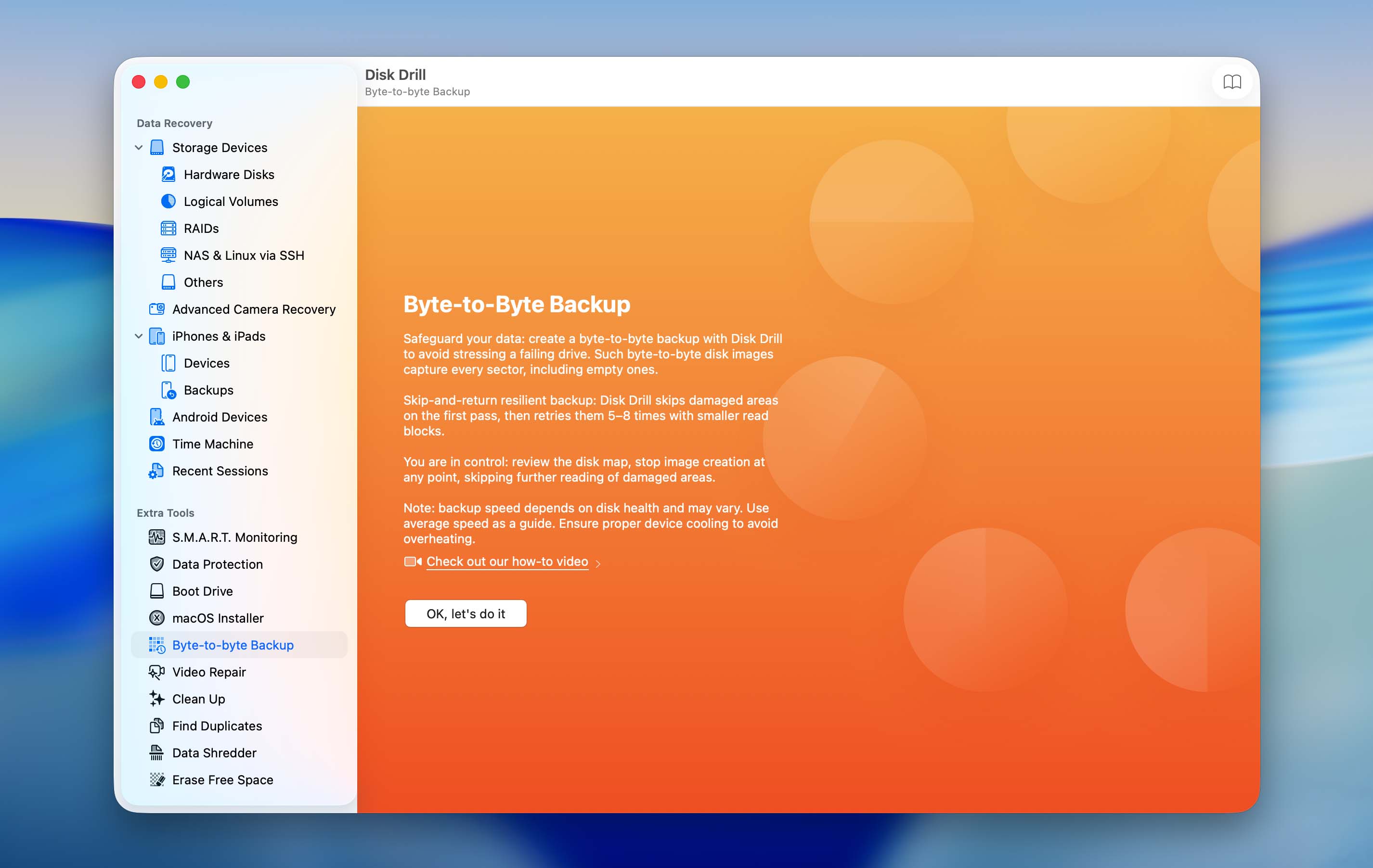 open byte-to-byte backup tool