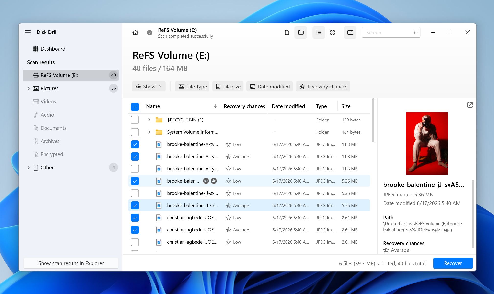 Disk Drill preview and recover