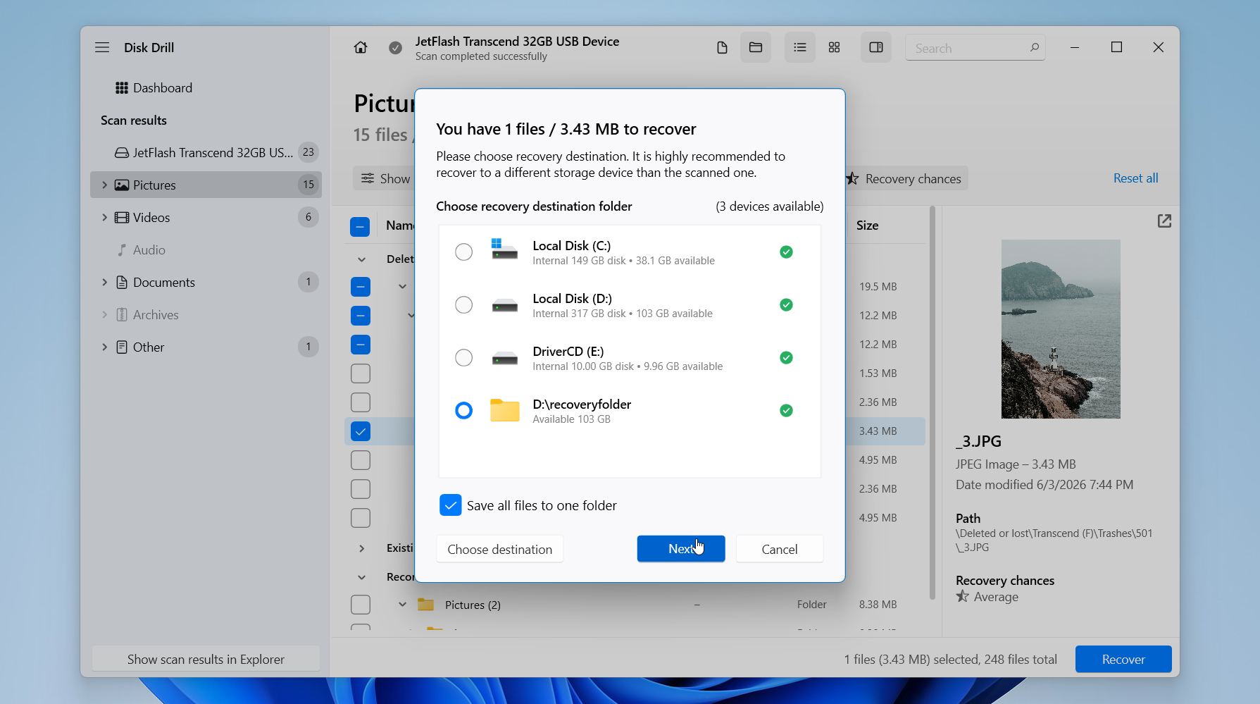 Disk Drill save recovered files