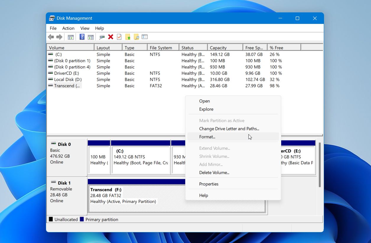 Start formatting