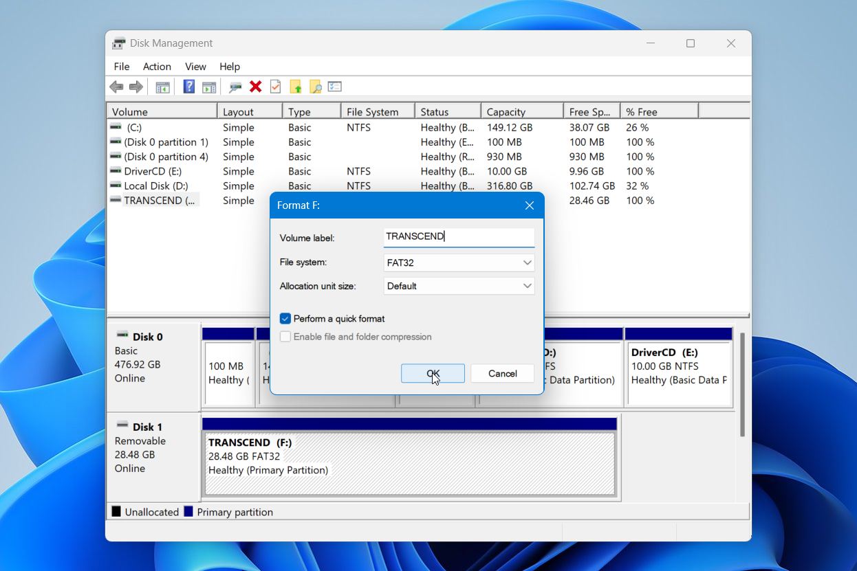 Click Ok to confirm formatting