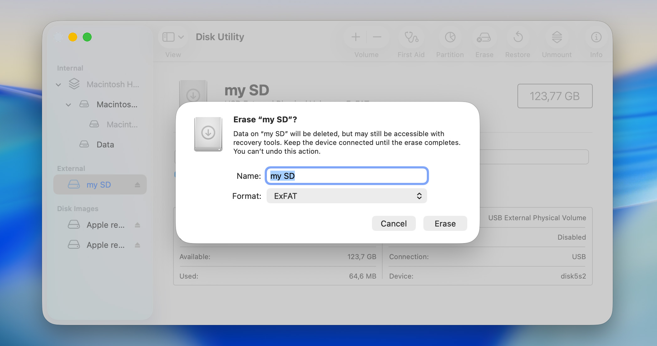 erase sd on mac