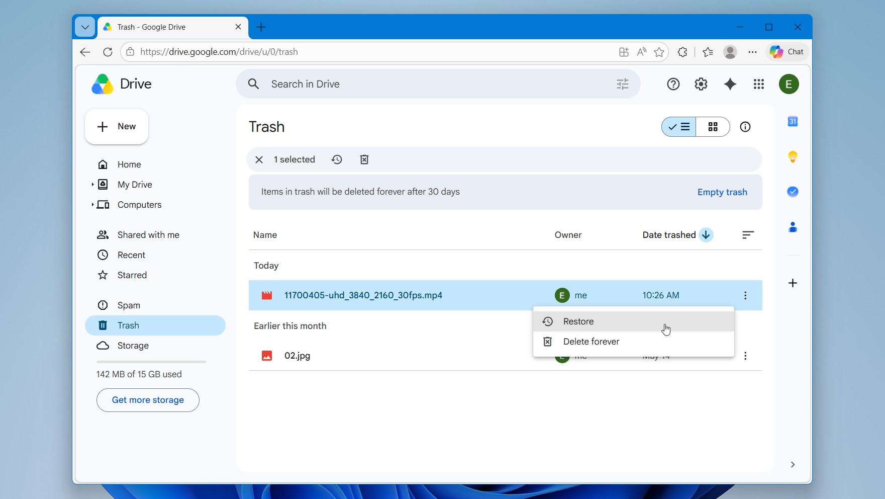 Recover files from the cloud