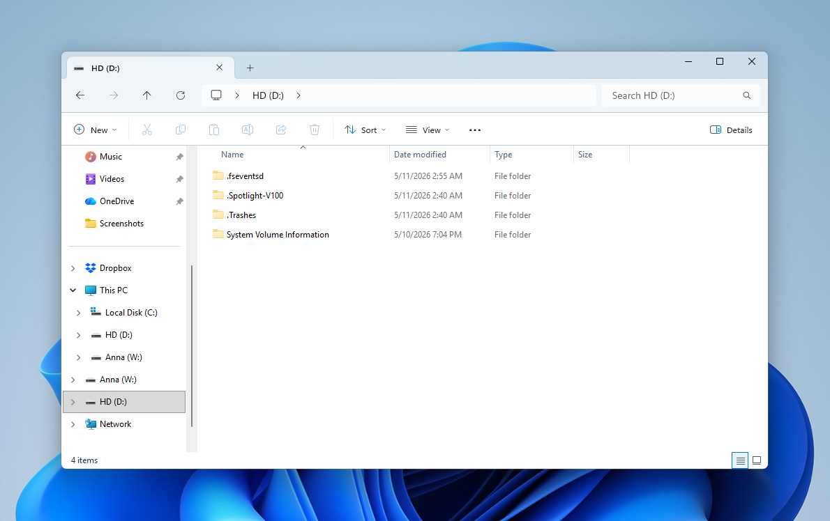 review hidden files and folders