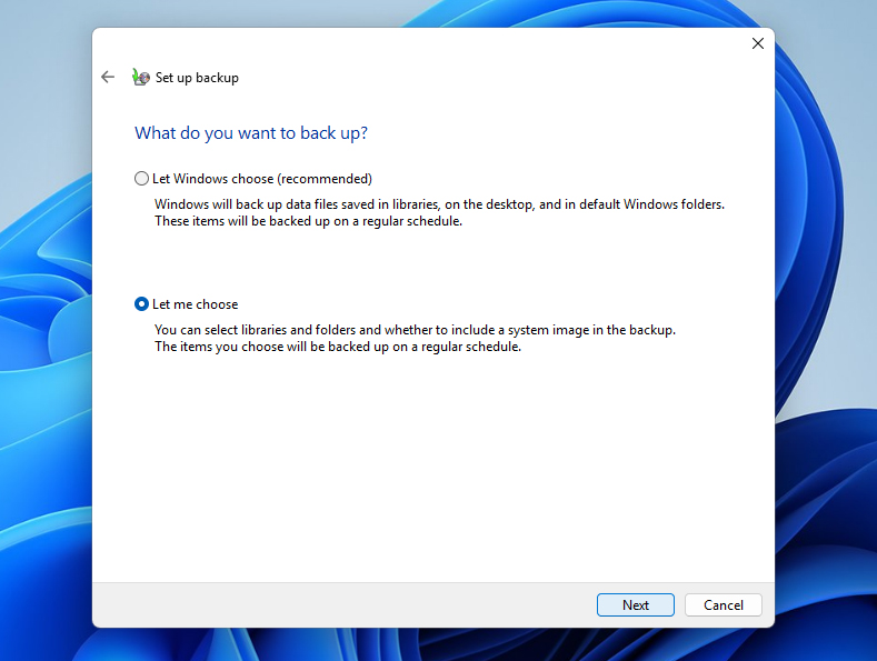 let me choose option