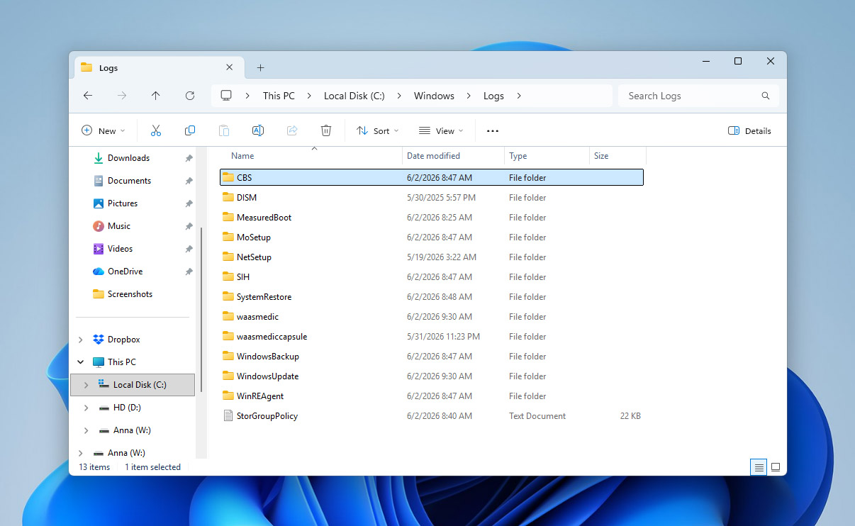 open windows logs