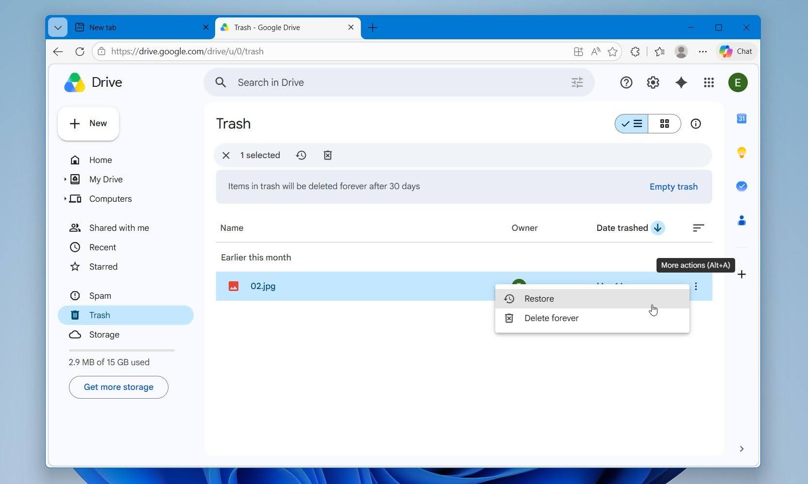 Recover files from Cloud