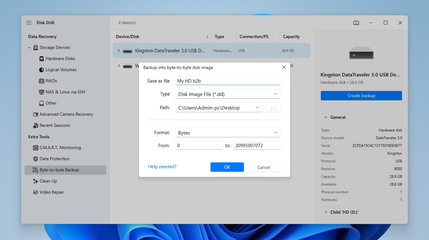 choose location for backup