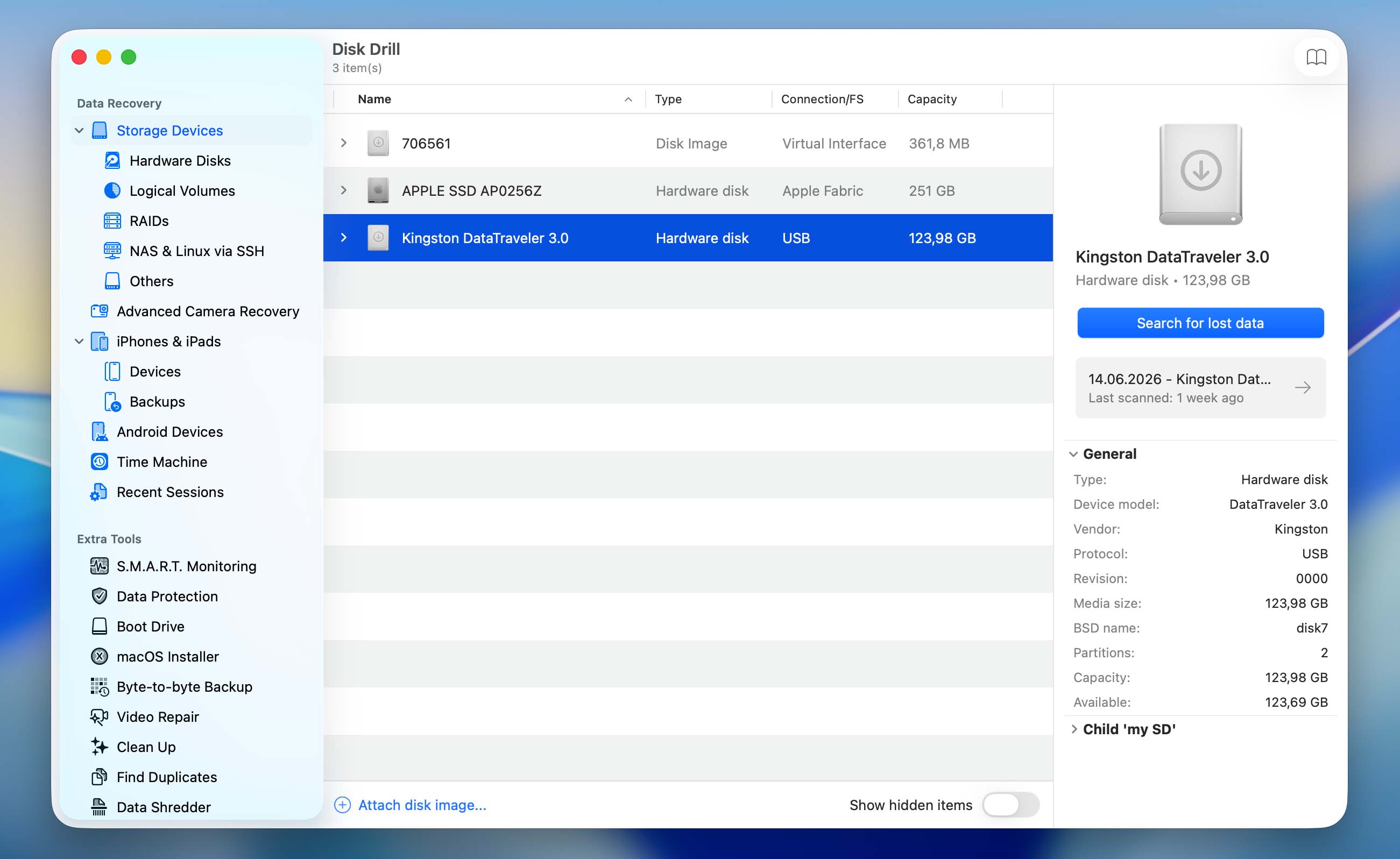 select drive for scan
