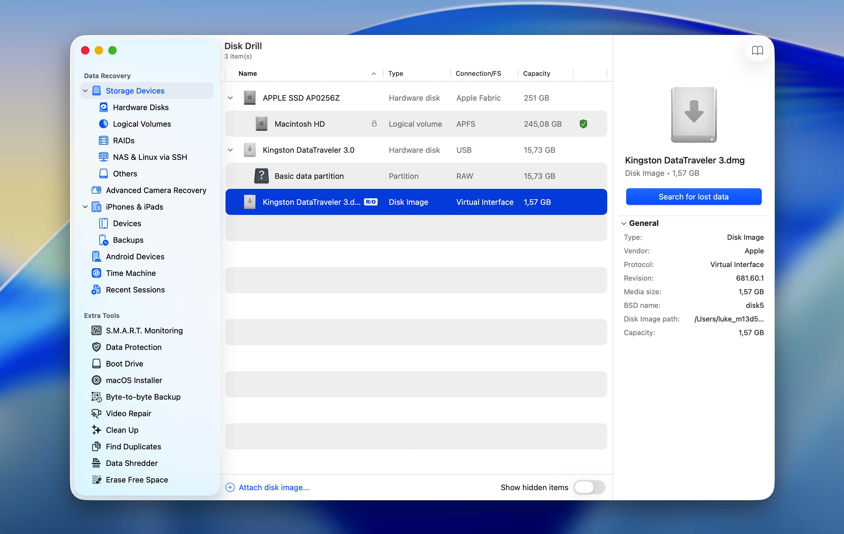 choose drive backup from list