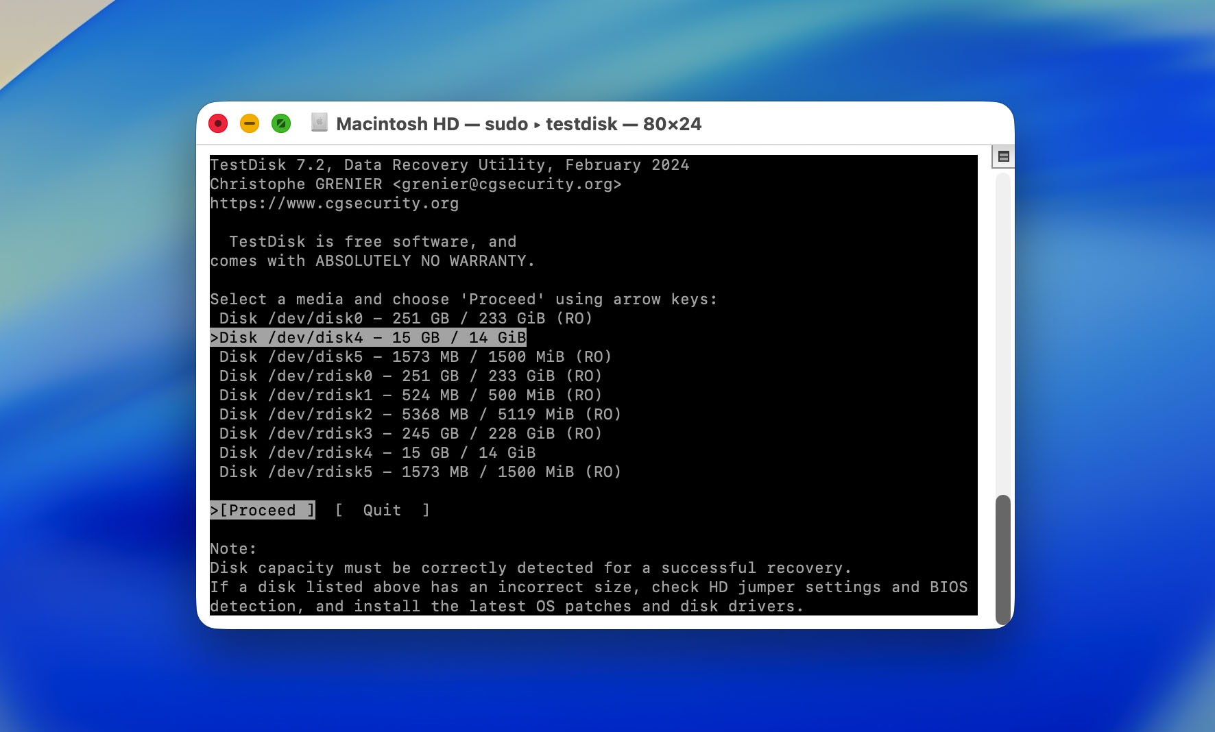 select uninitialized drive in testdisk