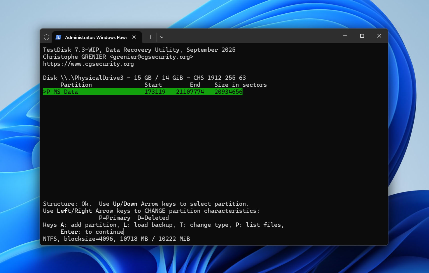select found partition
