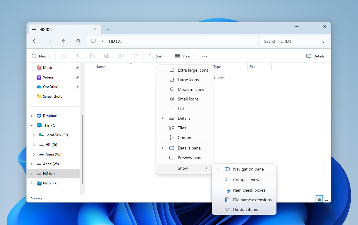 show hidden files in file explorer
