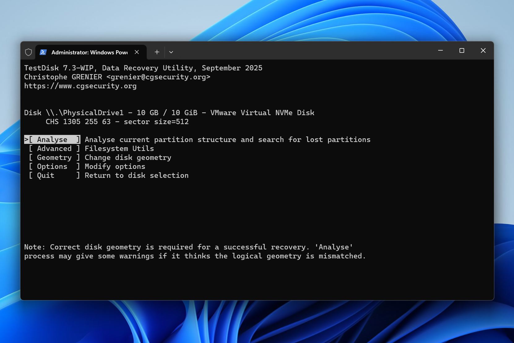 TestDisk click analize