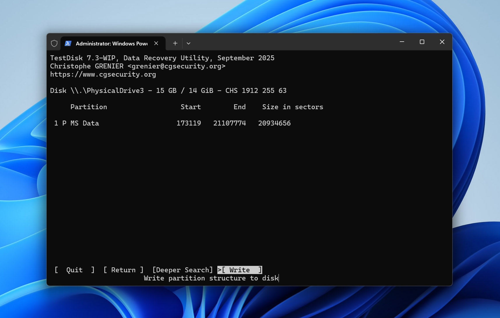 write partition on sd card