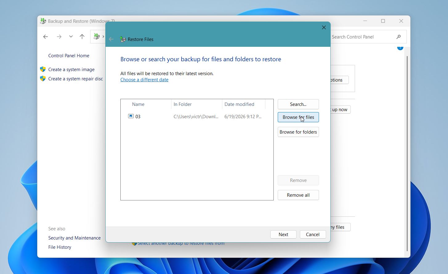 Browse for files or folders