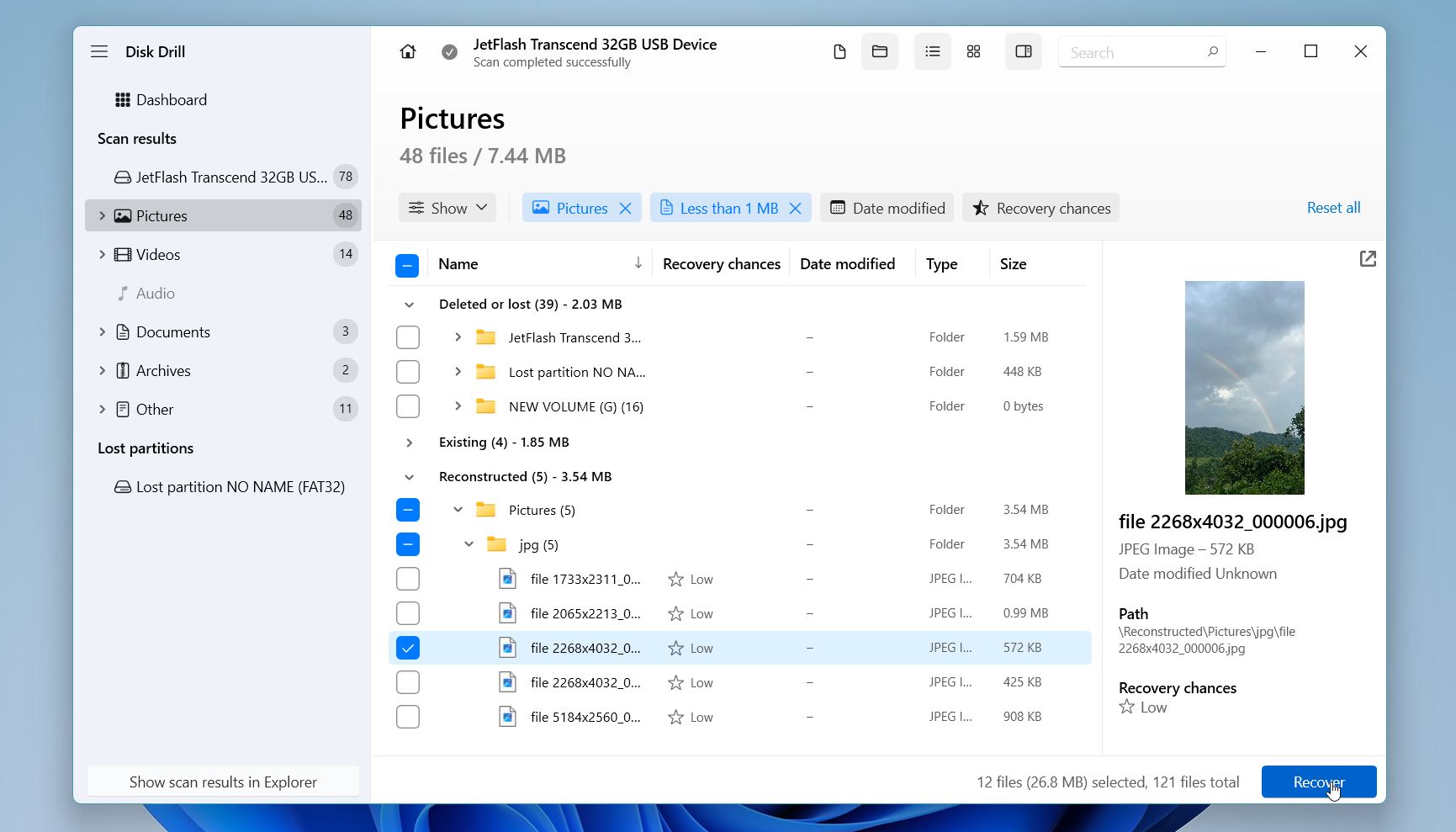 Disk Drill select files & recover