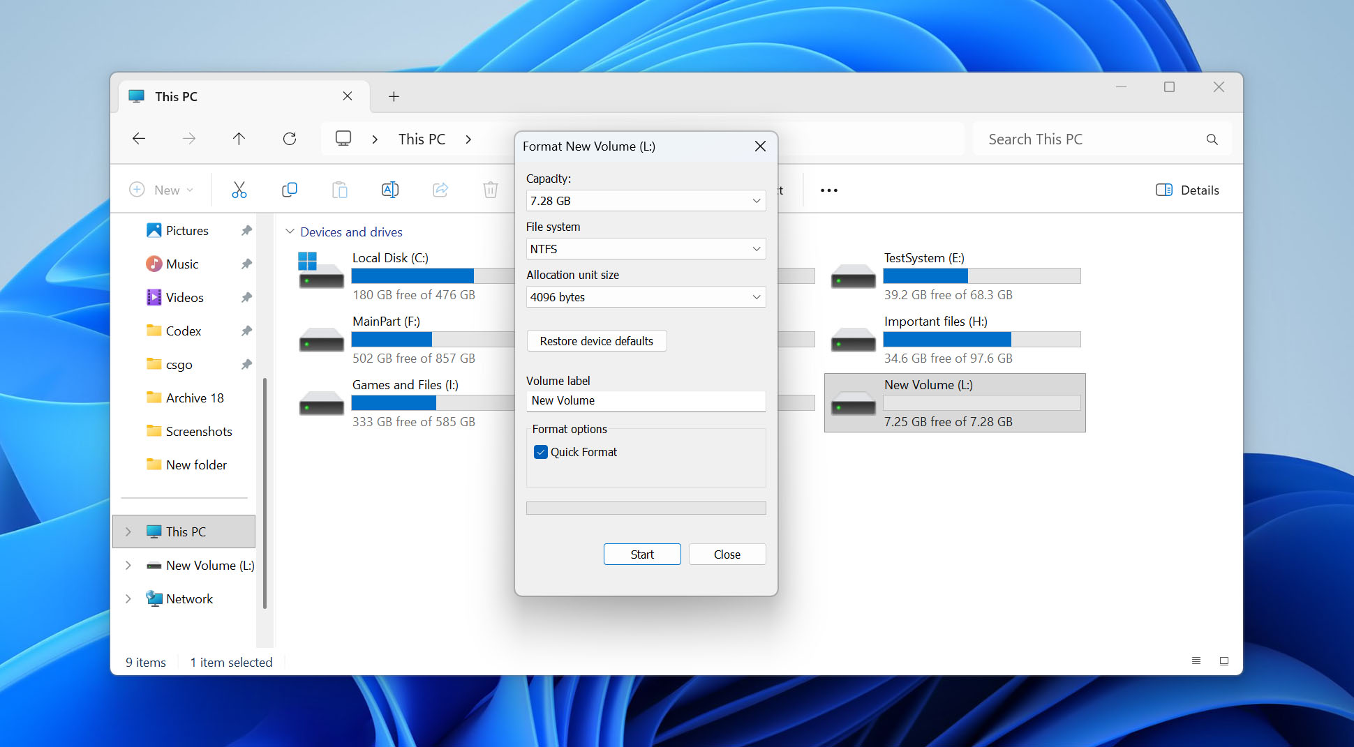 format sd card in file explorer
