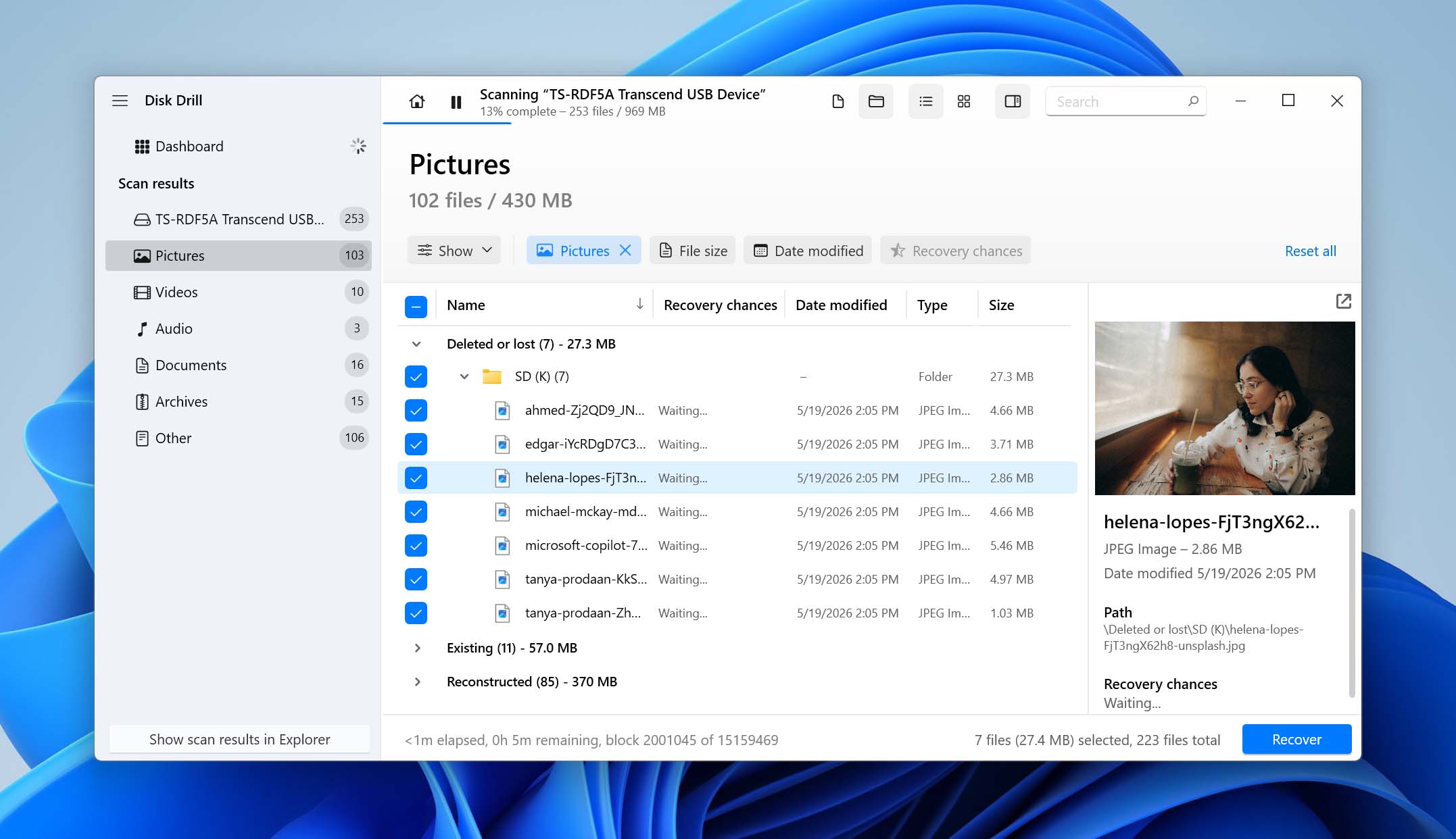 select files for recovery in disk drill