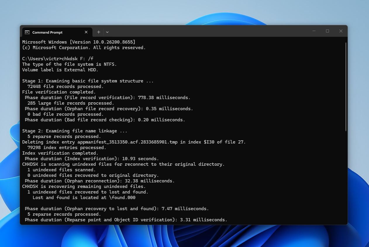 Run CHKDSK