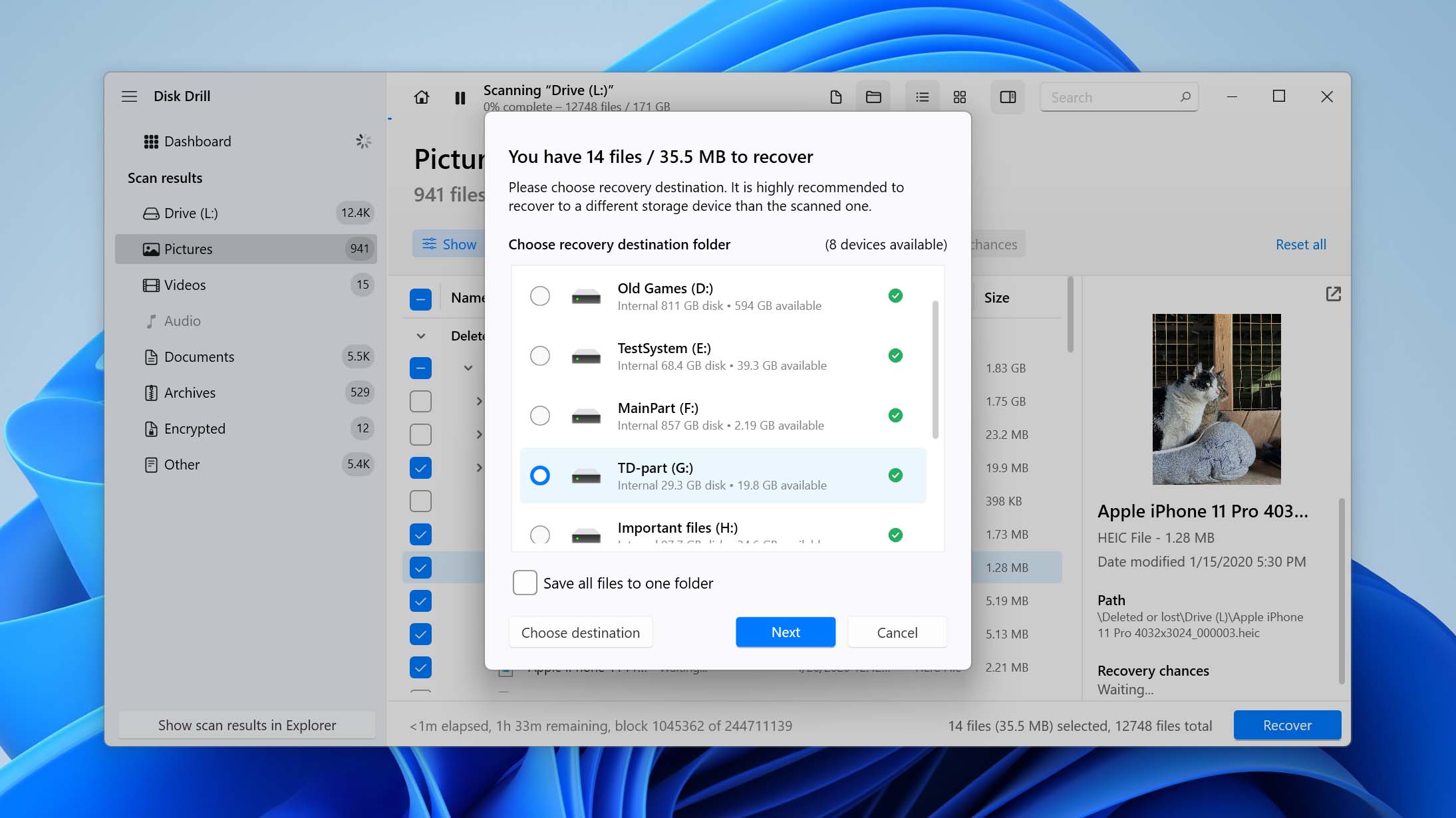 recover found data from hdd