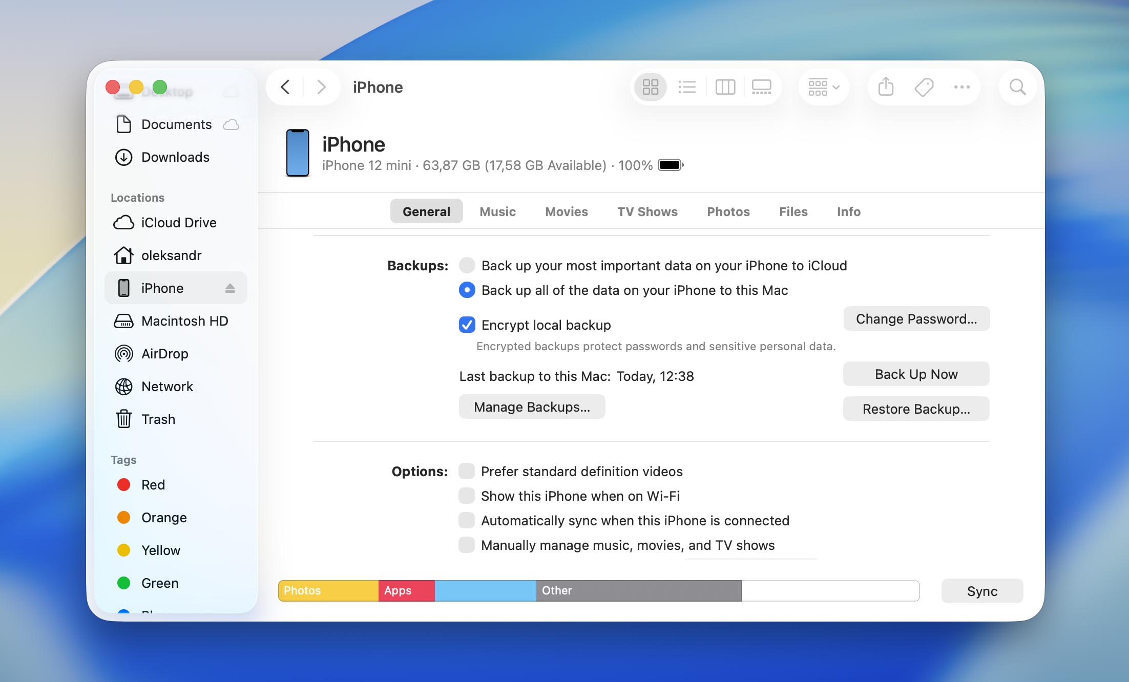 click on restore backup