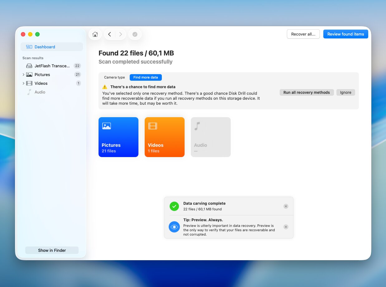 Review found files macOS