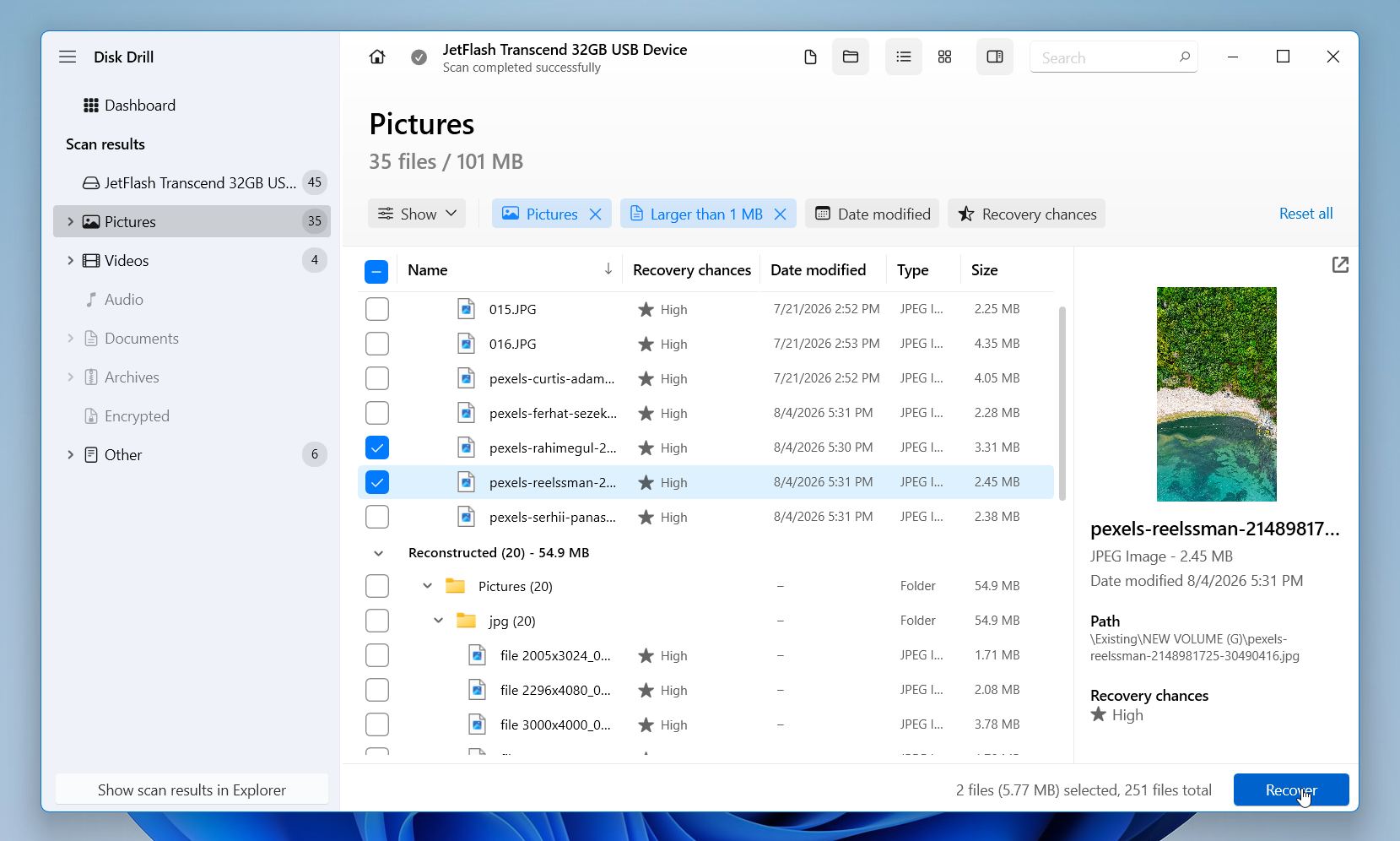 Disk Drill recover selected files