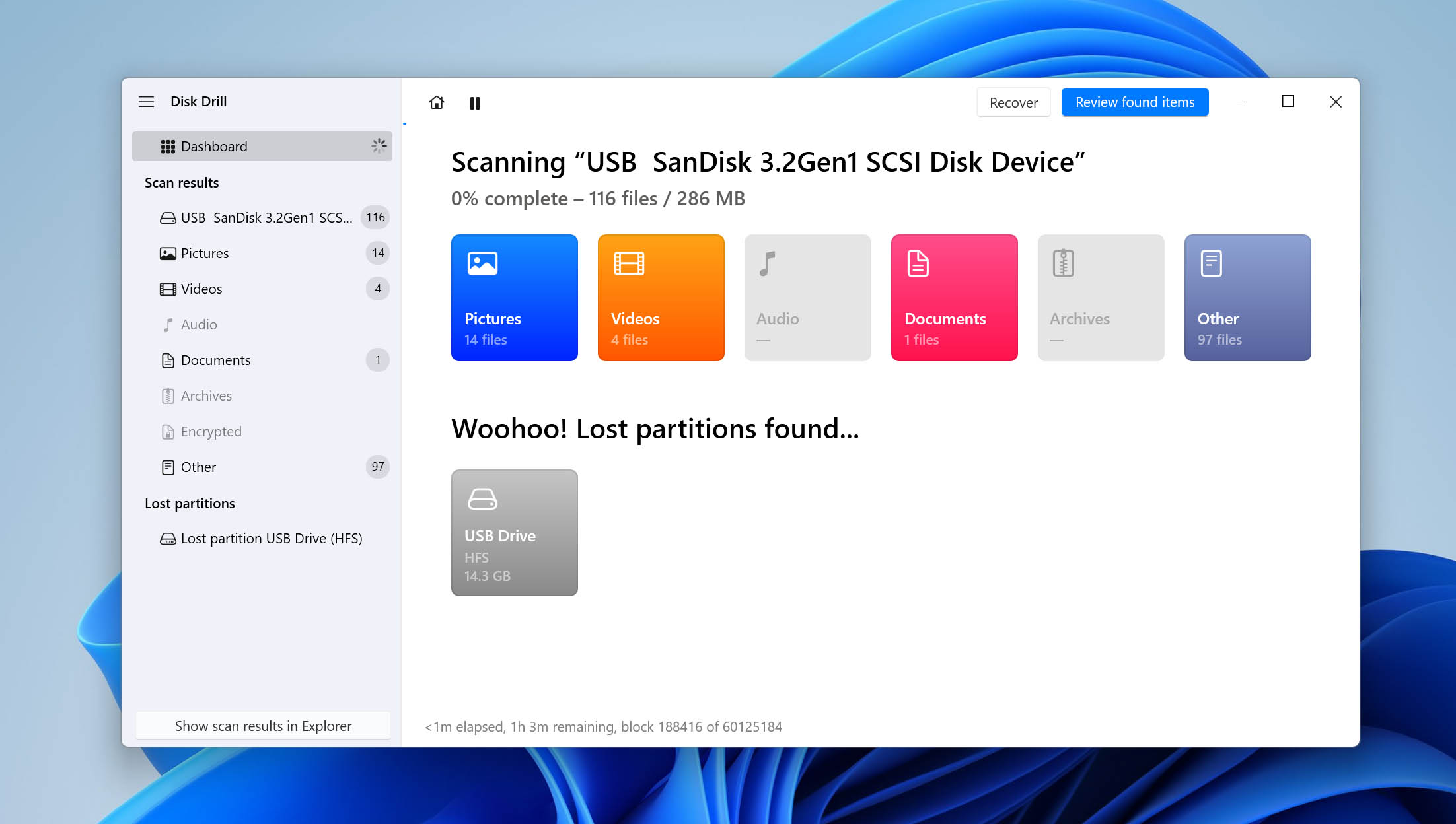 disk drill scanning screen