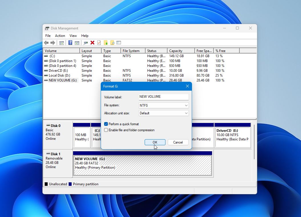Configure and confirm formatting