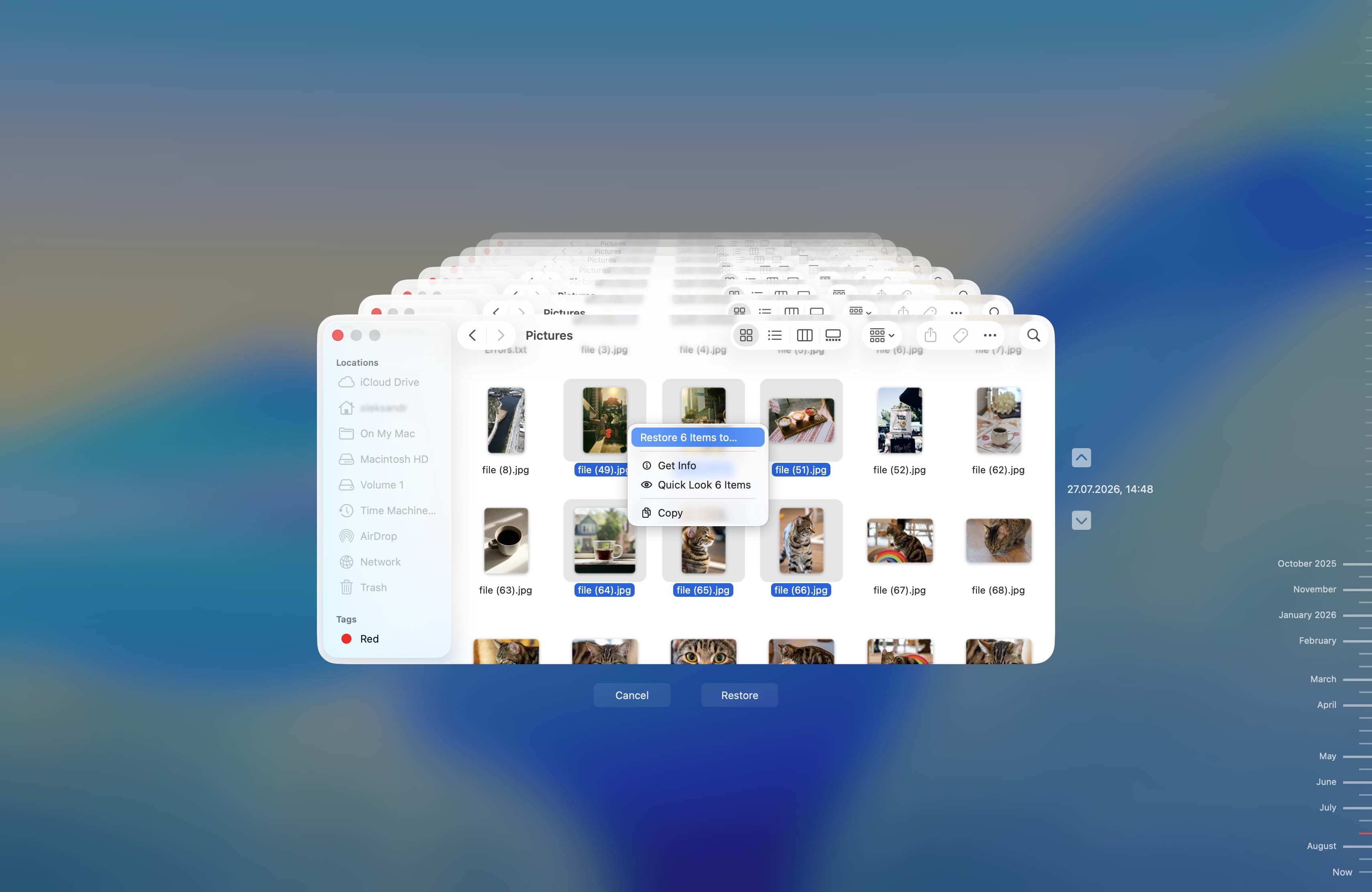 restore files with time machine
