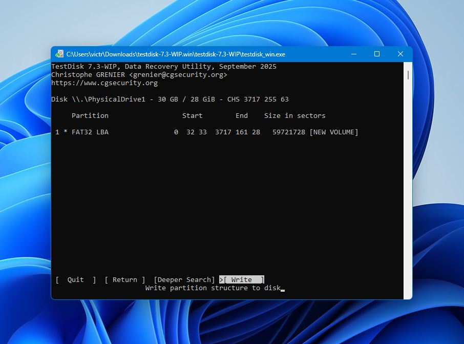 Test Disk write