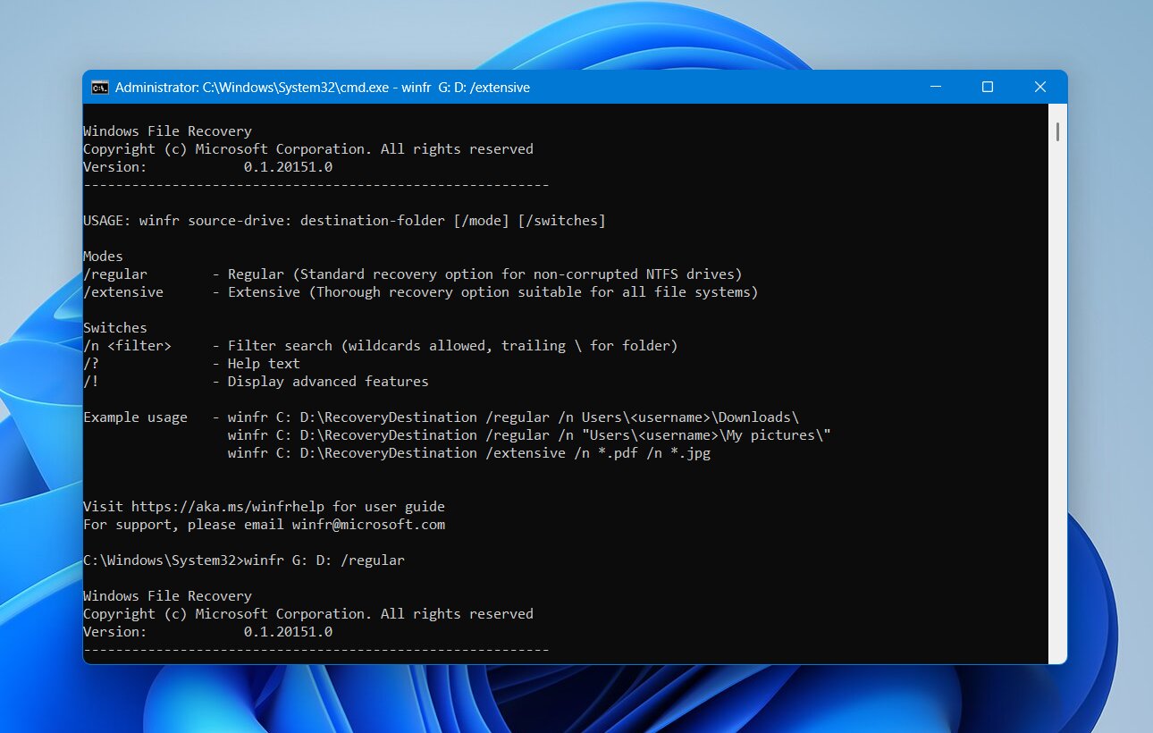 Scan with Windows File Recovery