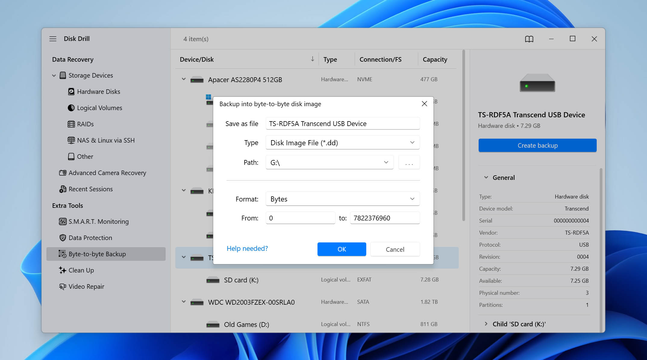 choose location for backup