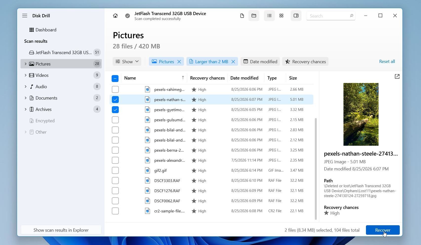 Disk Drill preview & recover