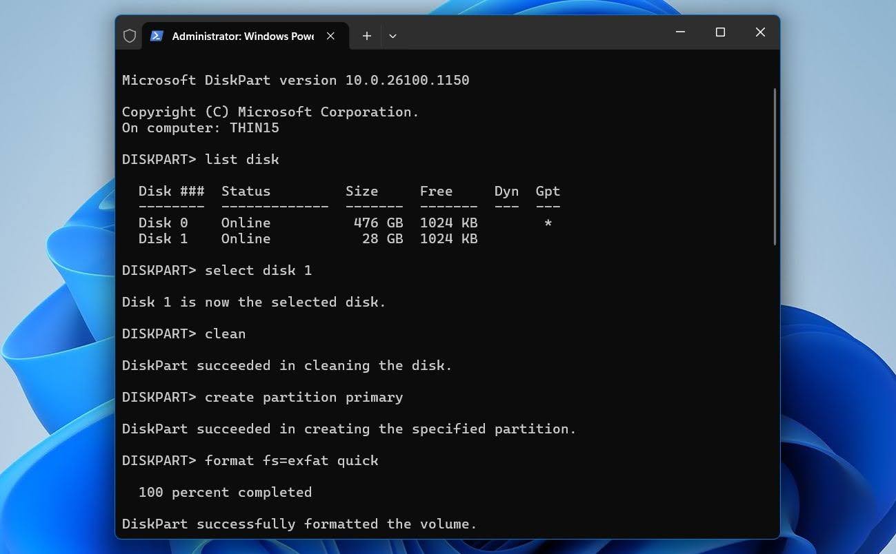 Use diskpart