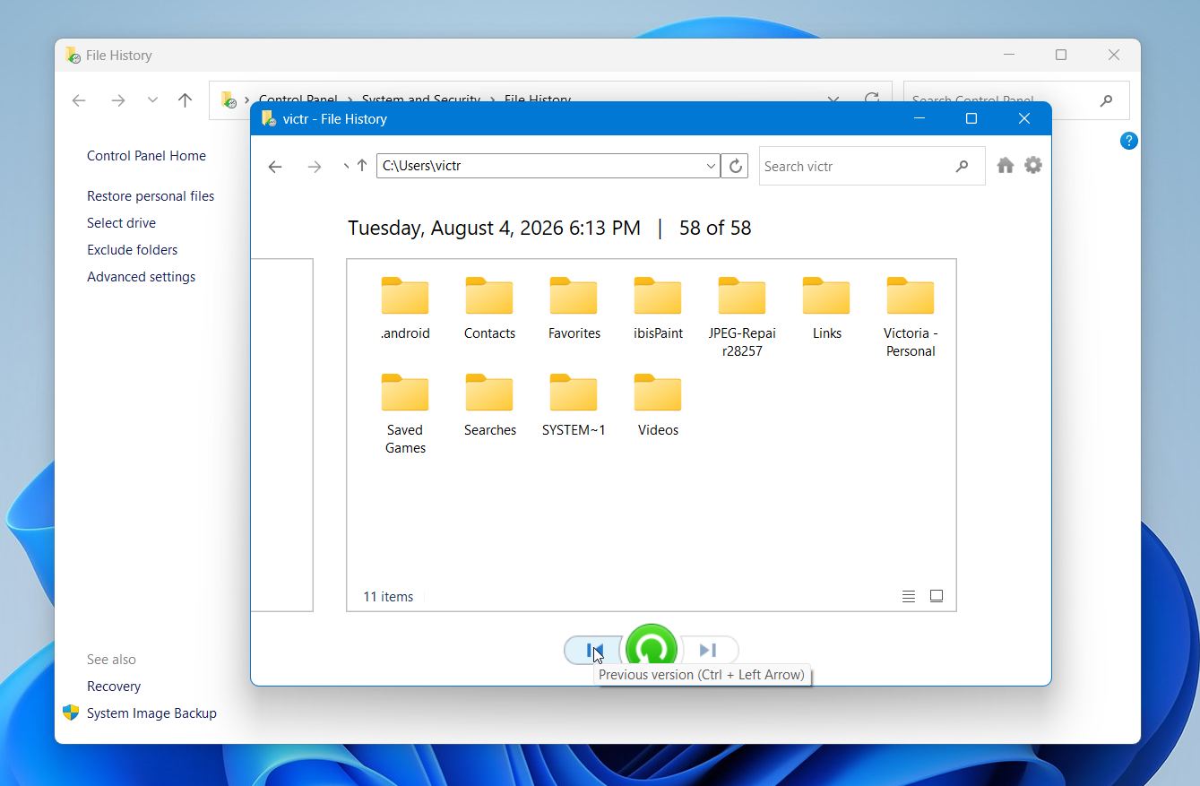 File History browse files