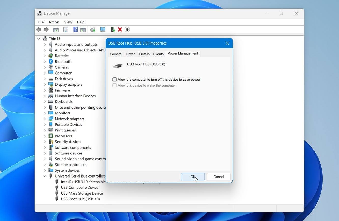 Adjust power settings
