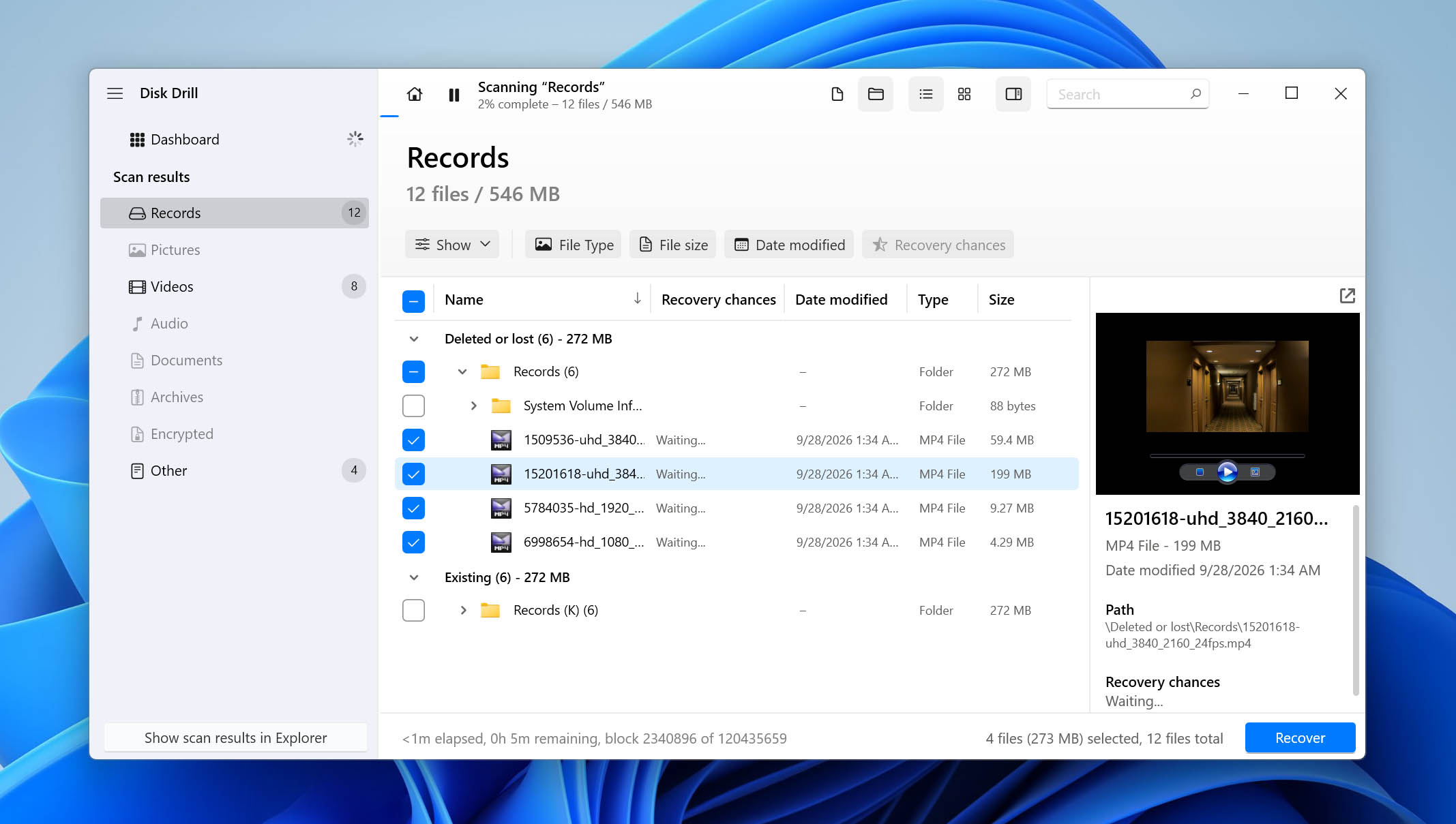 preview and select files